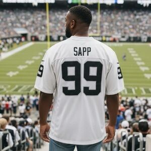 Men's Warren Sapp White Football Jersey with Black Accents